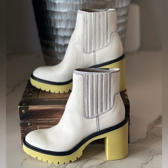 Dolce Vita Castor H2O Suede Boots in White and Yellow - Picture 3 of 8